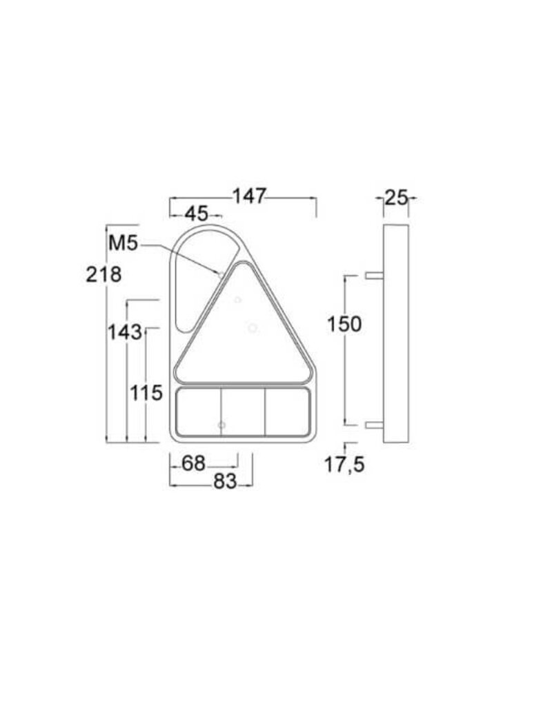 10-30V LED Right Hand Triangle Combination Lamp - LED UPGRADE FOR BRIAN JAMES A4