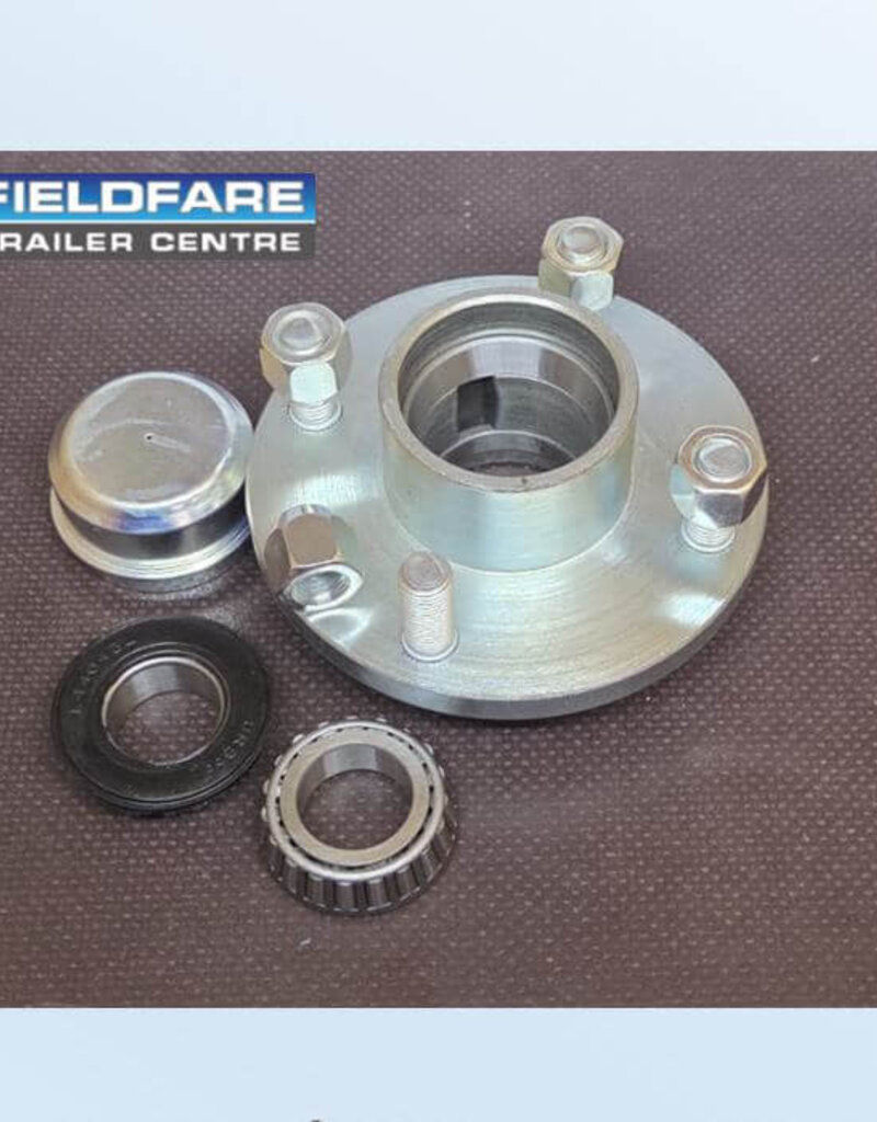 Unbraked Hub with bearings studs 4 Stud 100mm pcd 500kg | Fieldfare Trailer Centre