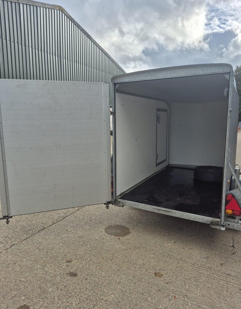 Debon 2022 Debon C255 Single Axle Box Trailer, Braked 1300kg GVW Rear Ramp, Spare Wheel- Black