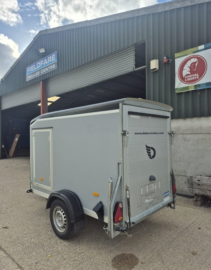 Debon 2022 Debon C255 Single Axle Box Trailer, Braked 1300kg GVW Rear Ramp, Spare Wheel- Black
