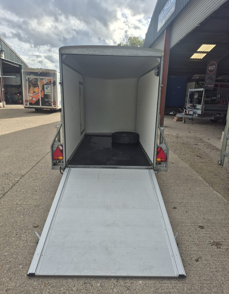 Debon 2022 Debon C255 Single Axle Box Trailer, Braked 1300kg GVW Rear Ramp, Spare Wheel- Black