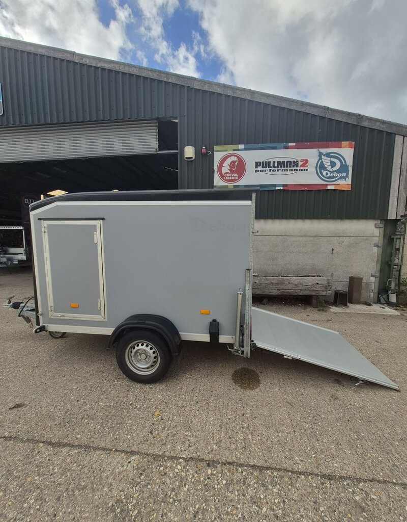 Debon 2022 Debon C255 Single Axle Box Trailer, Braked 1300kg GVW Rear Ramp, Spare Wheel- Black