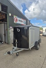 Debon 2022 Debon C255 Single Axle Box Trailer, Braked 1300kg GVW Rear Ramp, Spare Wheel- Black