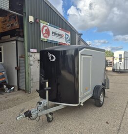 Debon 2022 Debon C255 Single Axle Box Trailer, Braked 1300kg GVW Rear Ramp, Spare Wheel- Black