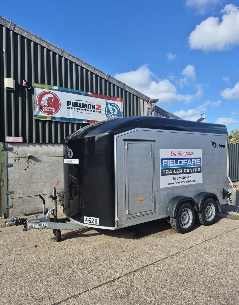 Debon Ex Hire Debon C700 Twin Axle Box trailer Rear Ramp, Side Door & Spare Wheel 2600kg GVW 3760mm x 1790mm x 2010mm