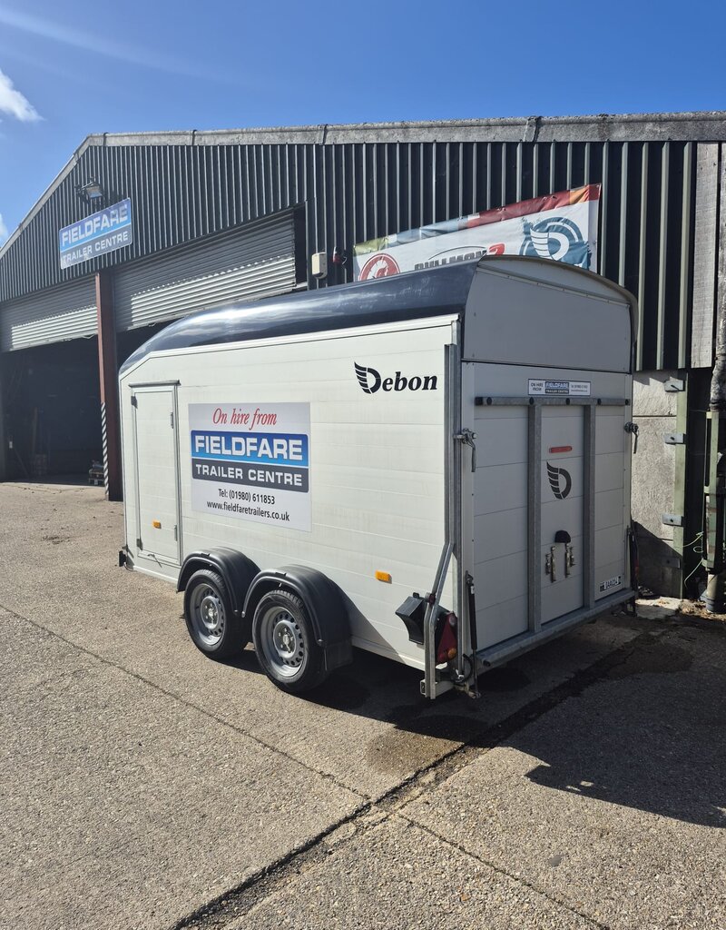 Debon Ex Hire Debon C700 Twin Axle Box trailer Rear Ramp, Side Door & Spare Wheel 2600kg GVW 3760mm x 1790mm x 2010mm