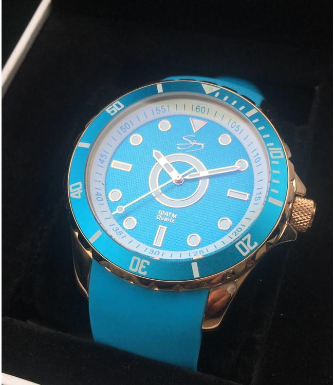 Dutch Master Turquoise double plated rose gold 3-hand 10 ATM