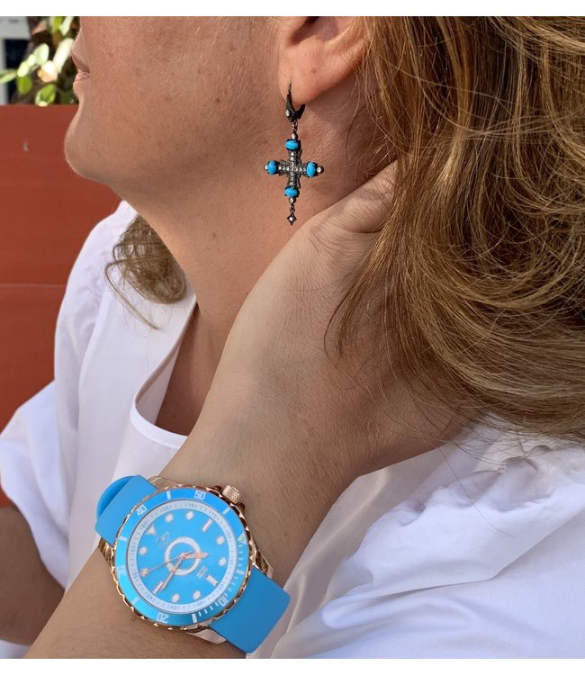 Dutch Master Turquoise double plated rose gold 3-hand 10 ATM