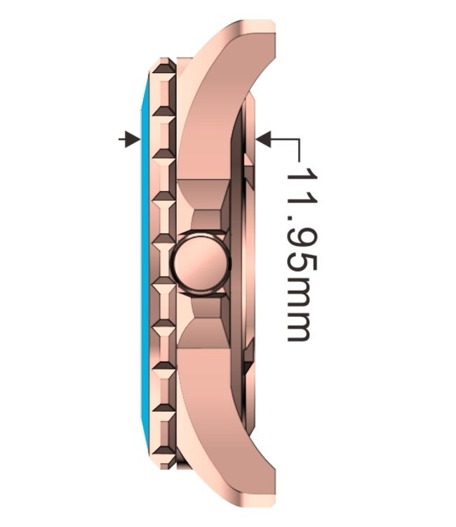Dutch Master Turquoise double plated rose gold 3-hand 10 ATM