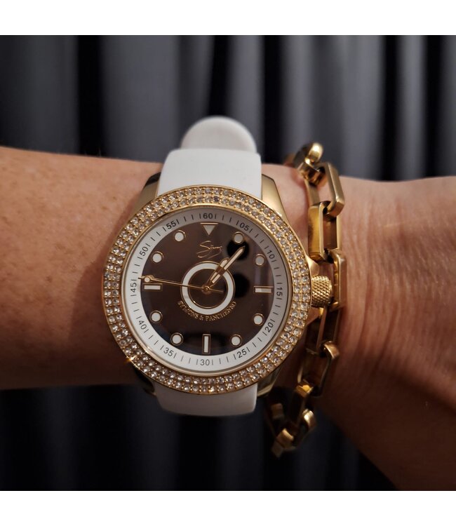 Dutch Master Mrs Cute double yellow gold plated 3-hand 10 ATM