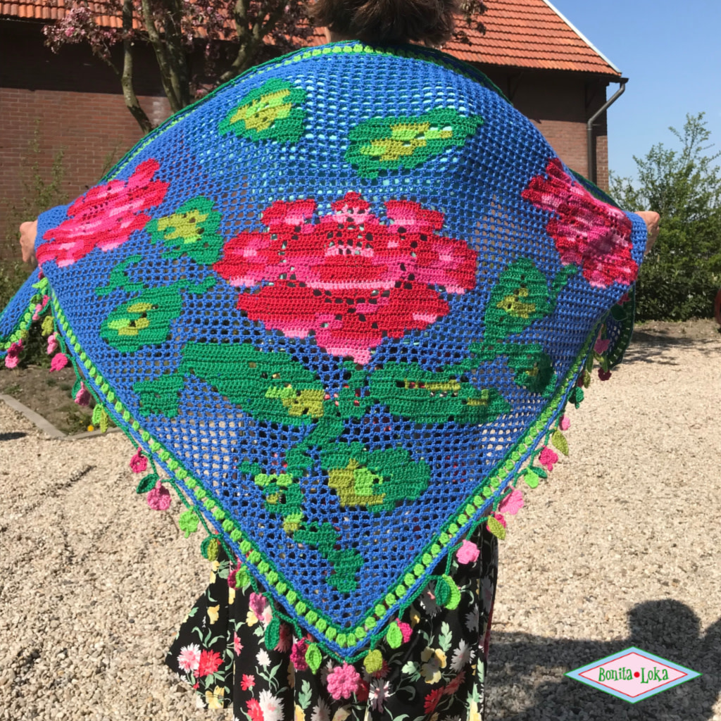 Goede Roos driehoeksjaal - Atelier Bonita-Loka KS-29