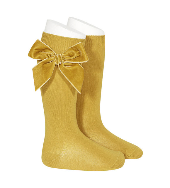 Condor Condor Sokken met Velvet Strik Okergeel