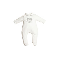 First First Heart on front Babypakje Wit/Grijs