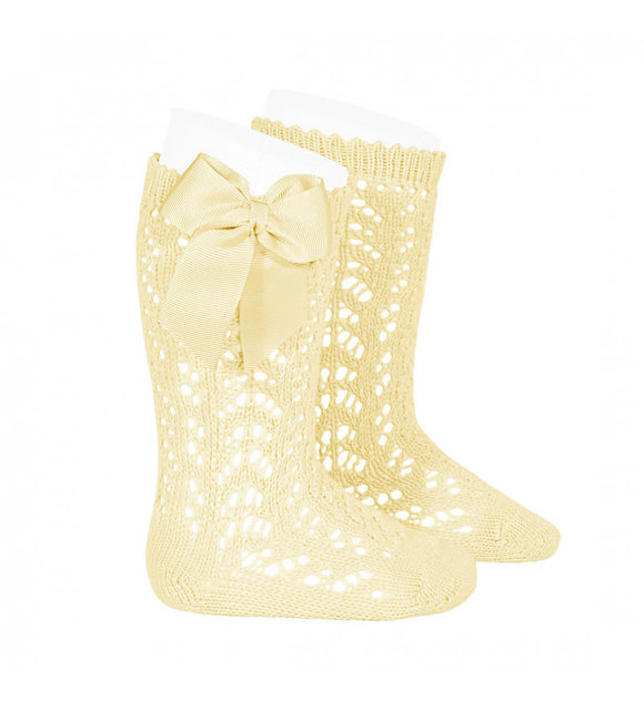 Condor Open kniekousen met strik licht geel