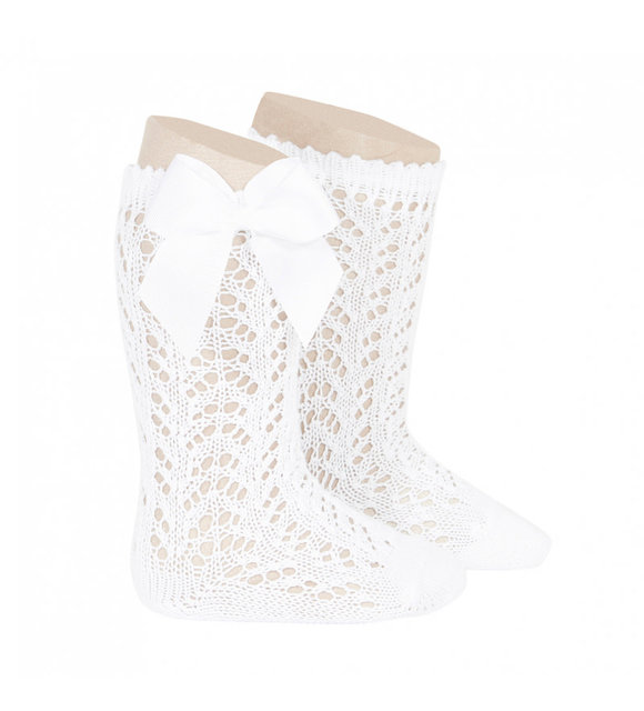 Condor Open kniekousen met strik wit