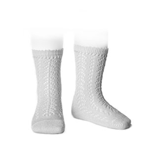 Condor Condor Opengewerkte Glitter Kniekousen Zilver