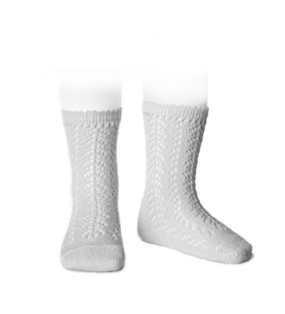 Condor Condor Opengewerkte Glitter Kniekousen Zilver