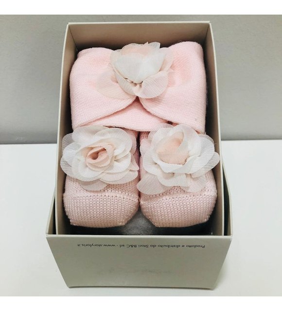 La Perla-Story Loris La Perla Haarband en Sokjes met Chiffon Bloem Roze La Perla-Story Loris La Perla Haarband en Sokjes met Chiffon Bloem Roze