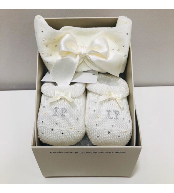 La Perla-Story Loris La Perla Haarband en Sokjes Met Strass Creme La Perla-Story Loris La Perla Haarband en Sokjes Met Strass Creme