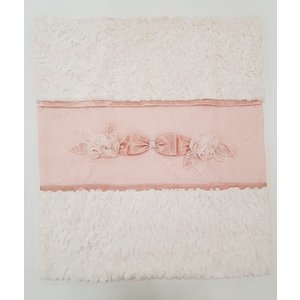 Ladia Ladia Omslagdoek/Deken met Bont Creme/Roze