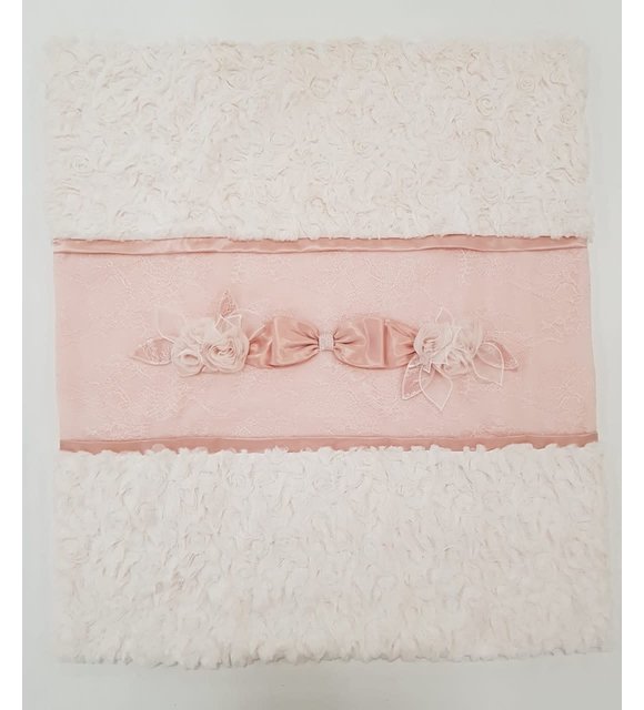 Ladia Ladia Omslagdoek/Deken met Bont Creme/Roze