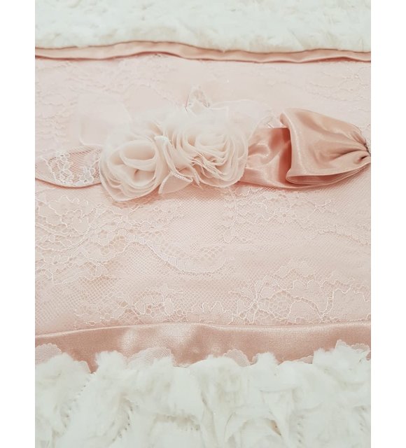 Ladia Ladia Omslagdoek/Deken met Bont Creme/Roze