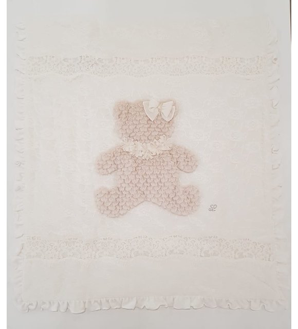 Ladia Ladia Omslagdoek/Deken met Beer Creme