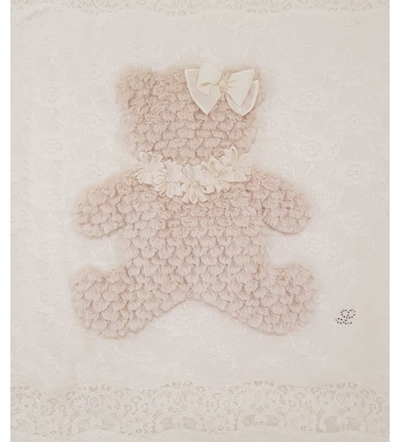 Ladia Ladia Omslagdoek/Deken met Beer Creme