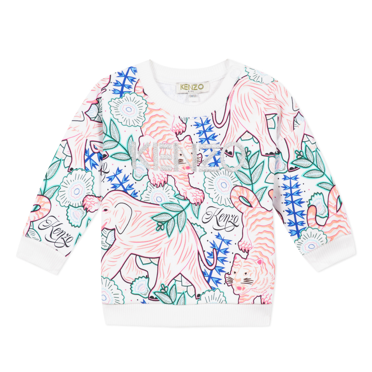 Kenzo Kenzo Wildlife Logo Sweater Roze Blauw Poppedoll Kenzo Kenzo Wildlife Logo Sweater Roze Blauw Poppedoll
