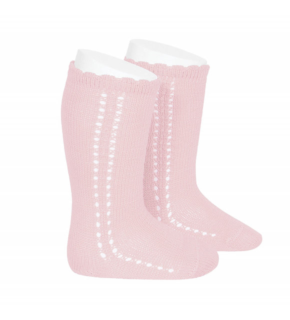 Condor Condor Kniekousen Zijkant Opengewerkt Roze