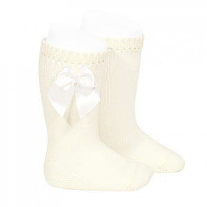 Condor Condor Kniekous met Strik Creme