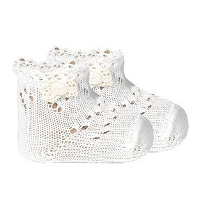 Condor Sokjes met randje en strikje wit