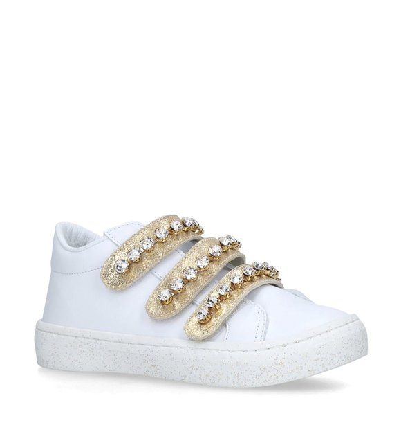 Babywalker Babywalker Sneaker met Strass Wit Goud