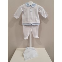 Marlu Marlu 2-delig Babypakje met Mutsje Wit/Blauw