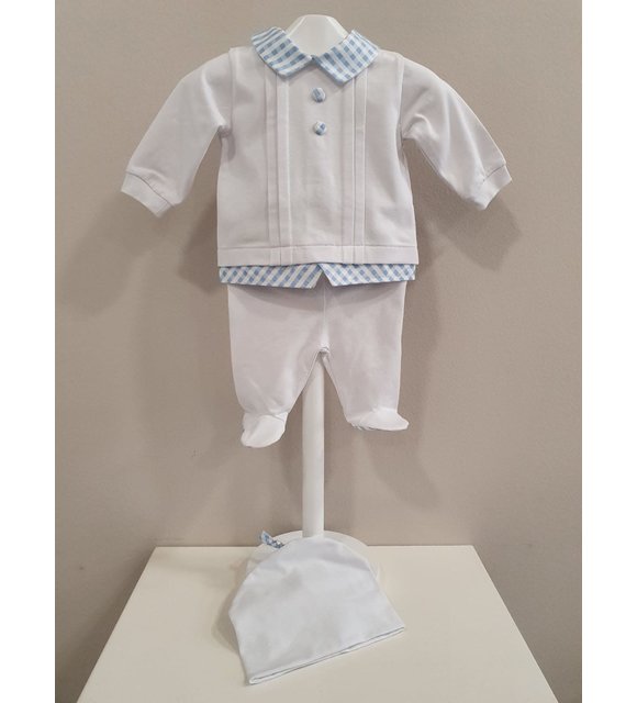 Marlu Marlu 2-delig Babypakje met Mutsje Wit/Blauw