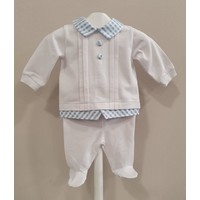Marlu Marlu 2-delig Babypakje met Mutsje Wit/Blauw