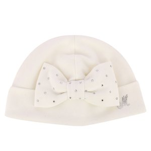 Monnalisa Monnalisa Mutsje Creme met Strik STrass