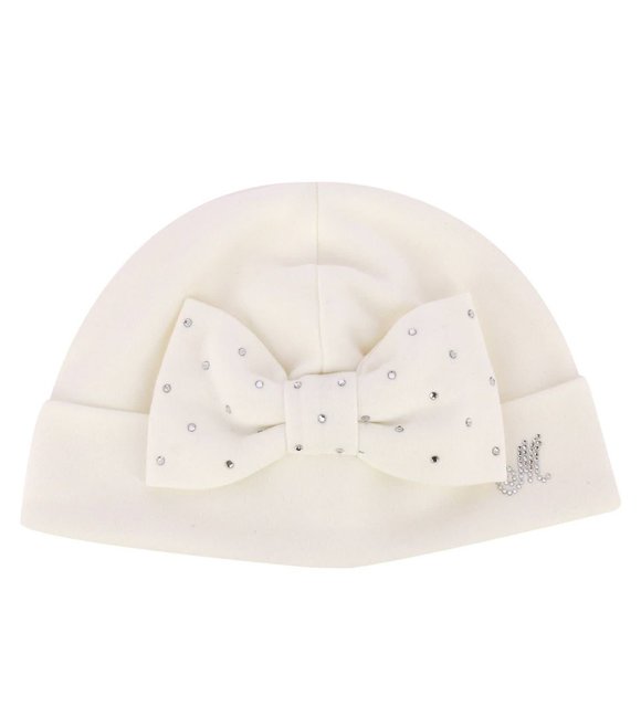 Monnalisa Monnalisa Mutsje Creme met Strik STrass