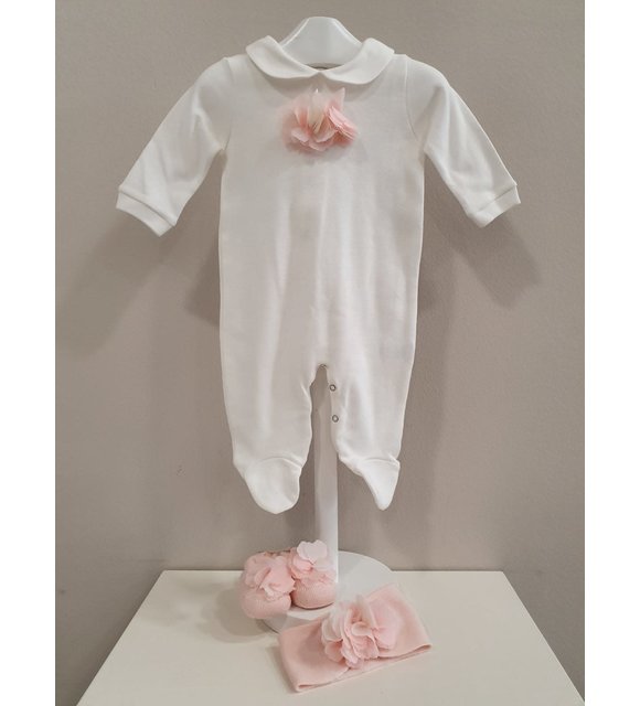 La Perla-Story Loris Story Loris Babypakje, Haarband en Sokjes Offwhite/Roze