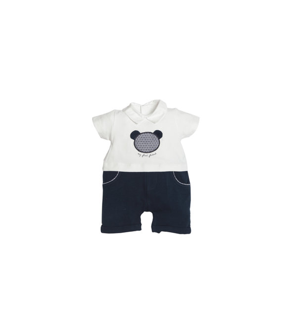 First First Zomerpakje met Beertje on Front Donkerblauw/Wit