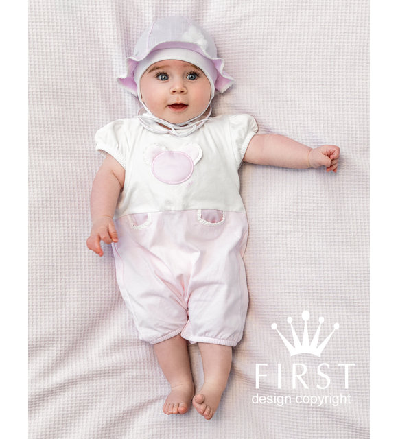 First First Zomerpakje met Beertje Roze/Wit