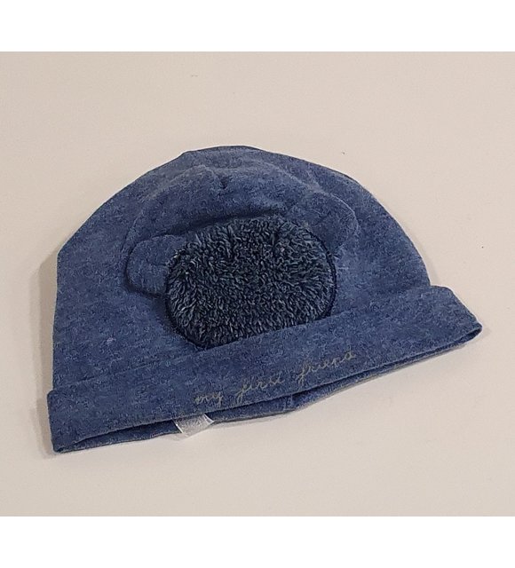 First First Babymutsje met Fur Beertje Blauw
