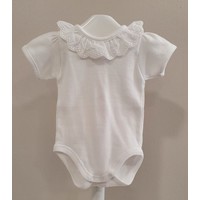 Babidu Babidu Romper met Broderie Kraagje Wit