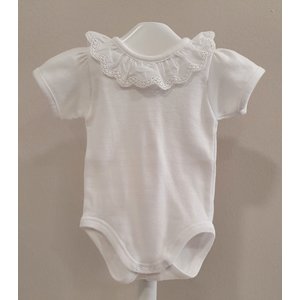 Babidu Babidu Romper met Broderie Kraagje Wit