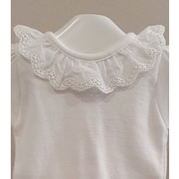 Babidu Babidu Romper met Broderie Kraagje Wit
