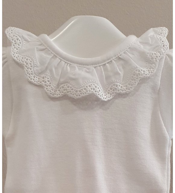 Babidu Babidu Romper met Broderie Kraagje Wit