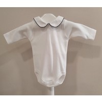 Babidu Babidu Romper met Kraagje Wit/Donkerblauw