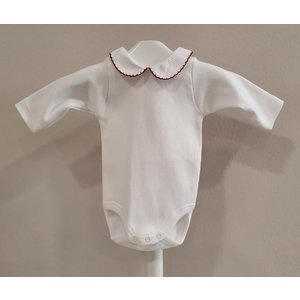 Babidu Babidu Romper met Kraagje Wit/Bordeaux