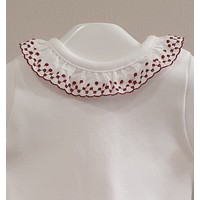 Babidu Babidu Romper met Broderie Kraagje Wit/Bordeaux