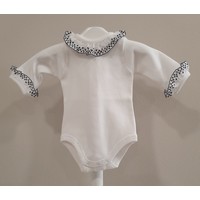 Babidu Babidu Romper met Broderie Kraagje Wit/Donkerblauw